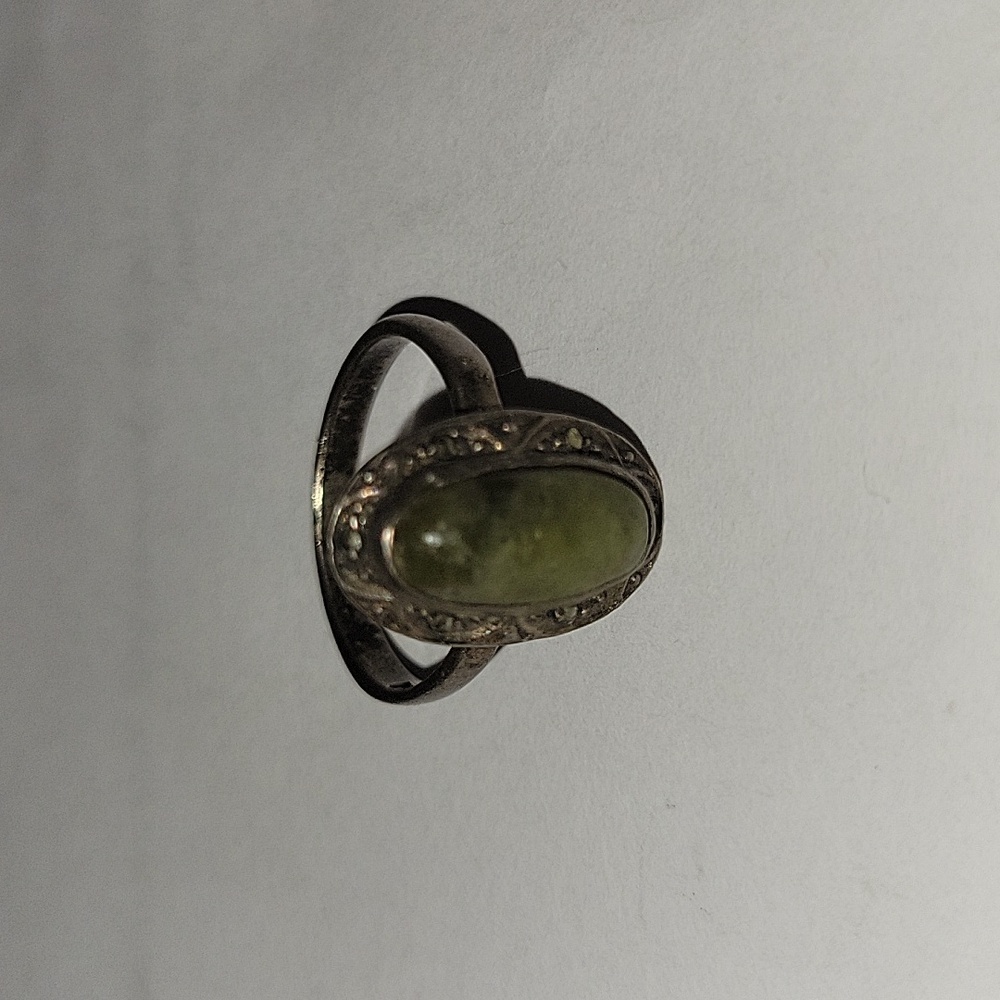 Vintage Silver Ring With Green  Stone